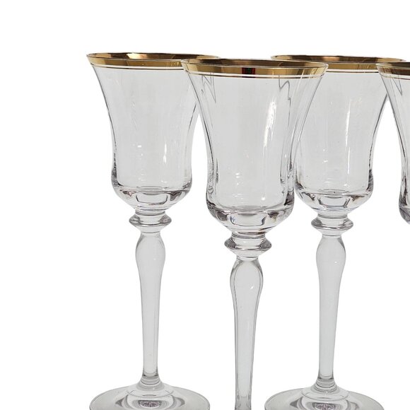4 Mikasa Jamestown Gold Wine Glasses 8.75" shiny gold rim elegant fine crystal - Picture 2 of 9